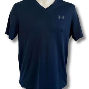 Men's Under Armour av-neck short sleeve navy blue Dri-fit Shirt. Size Small